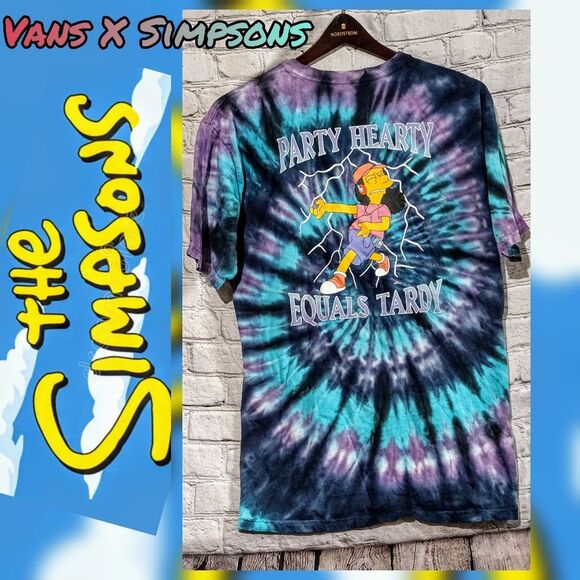 Vans x The Simpsons Otto tie dye Retro style Party Hearty t-shirt (L) Unisex - Picture 1 of 7